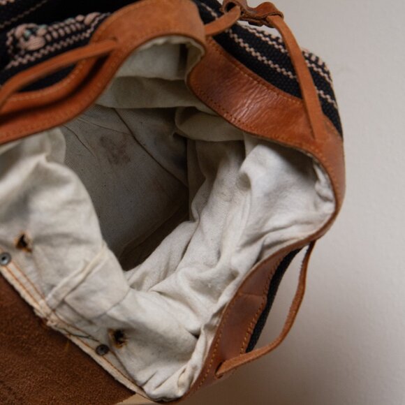 Vintage Woven & Leather Backpack main image 8